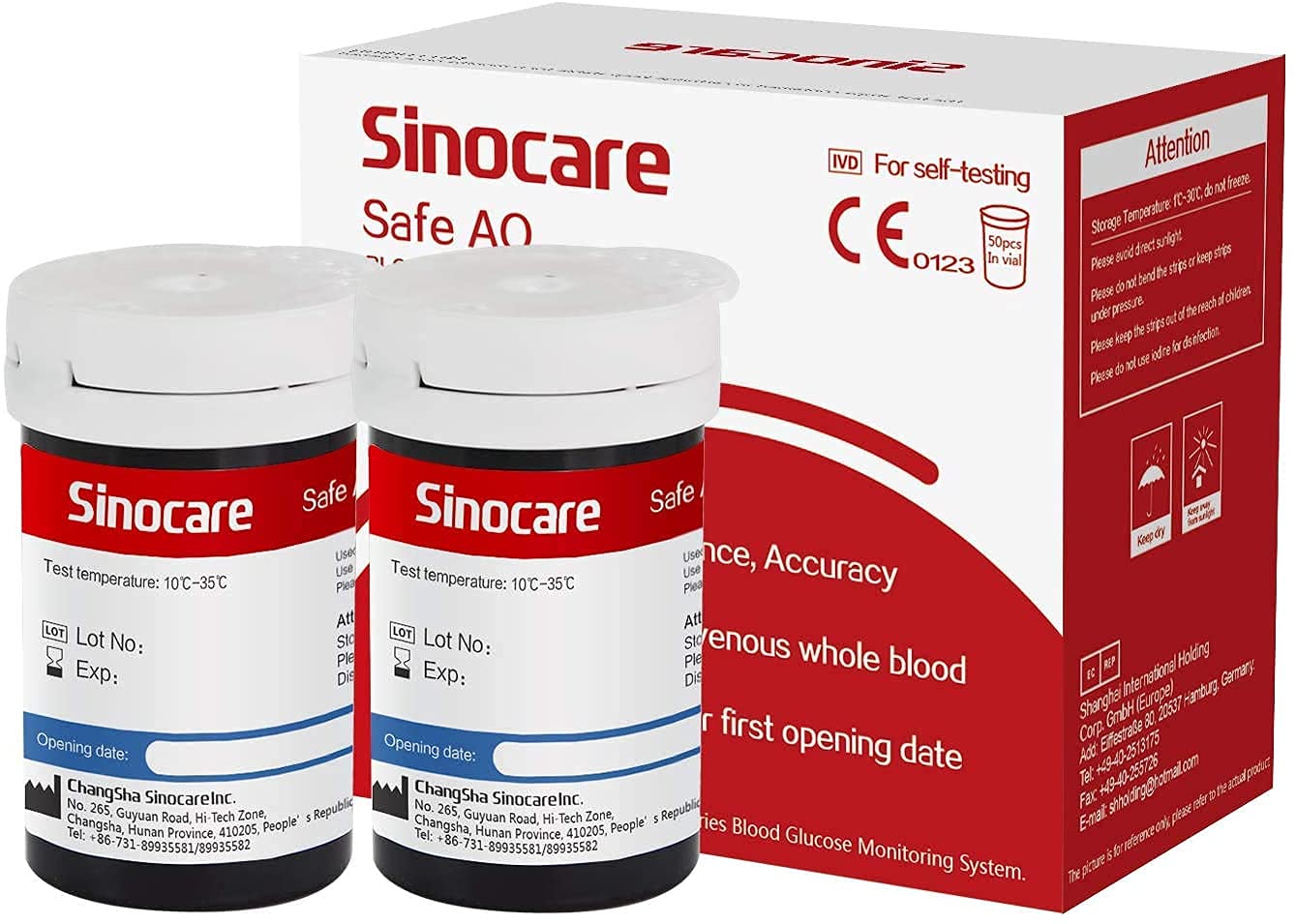 【50 Stück】Sinocare Blutzuckermessgerät-Teststreifen oder Harnsäure-Instrumententeststreifen (einschließlich Lanzetten)